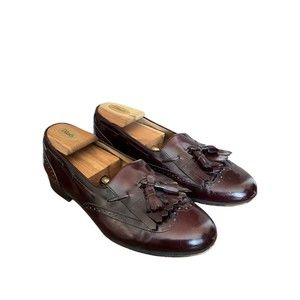 Salvatore Ferragamo Men's Loafers Size 9 D Burgundy Kiltie Tassel Dress Shoes